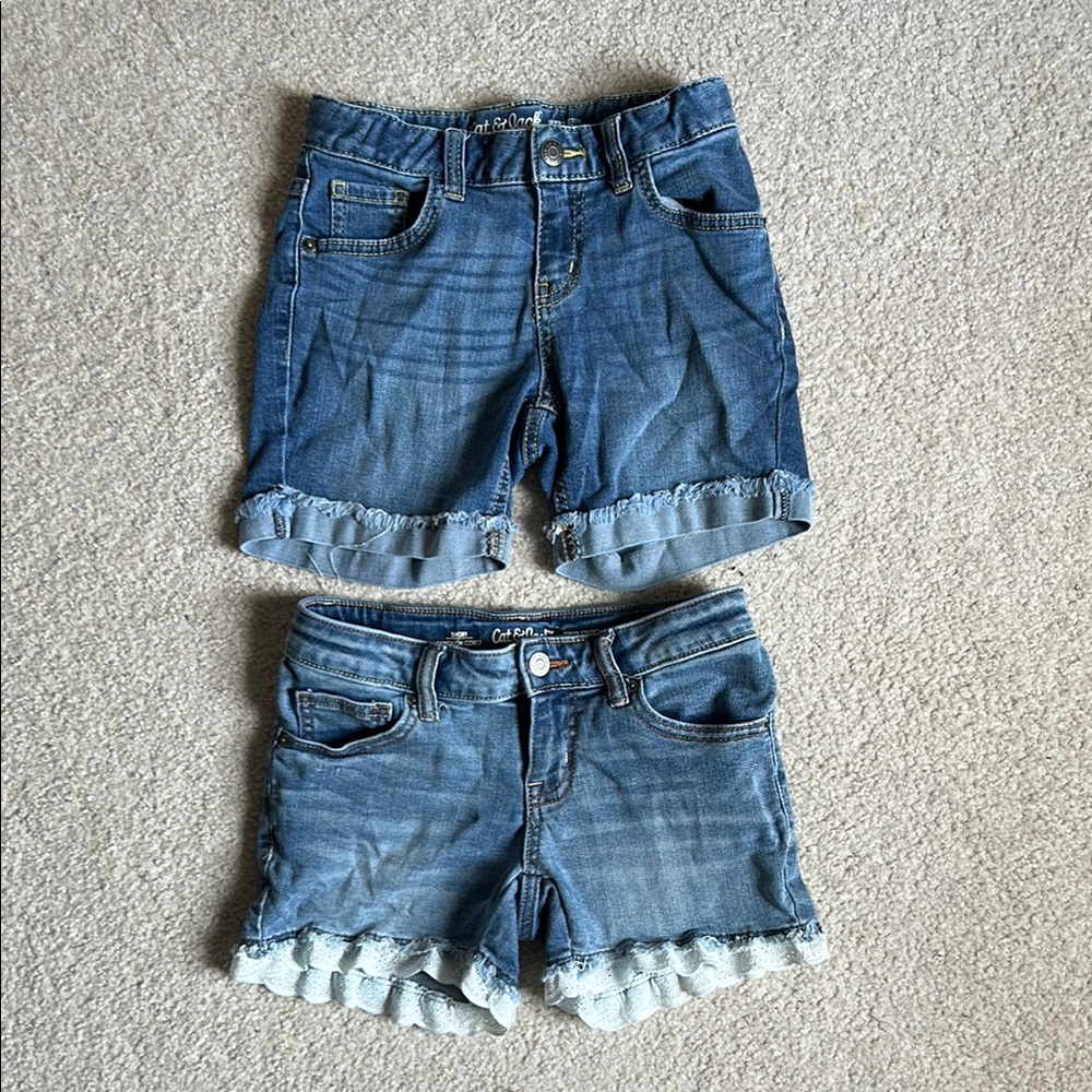 Cat & Jack Light Blue Denim Shorts With Adjustable Waistband
